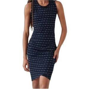 Anthropologie Saturday Sunday Caryn Dress Size Small in Blue White Clip Dot NWT